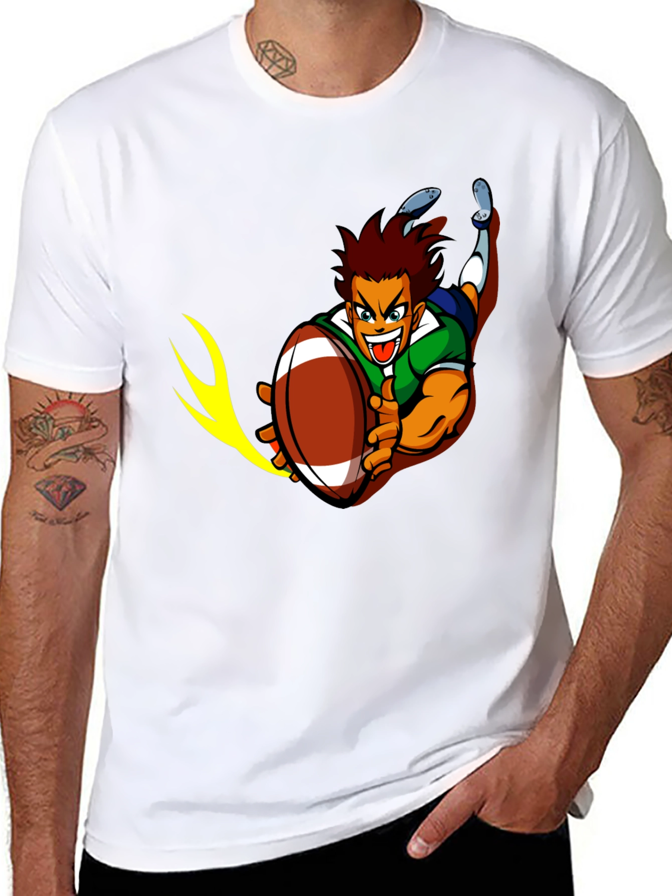 Rugby Cartoon Graphic T-Shirt
