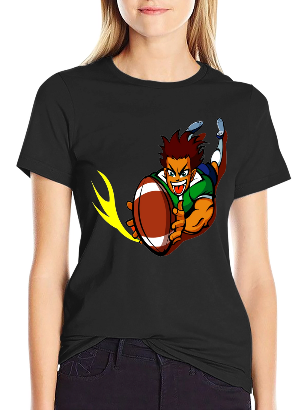 Rugby Cartoon Graphic T-Shirt
