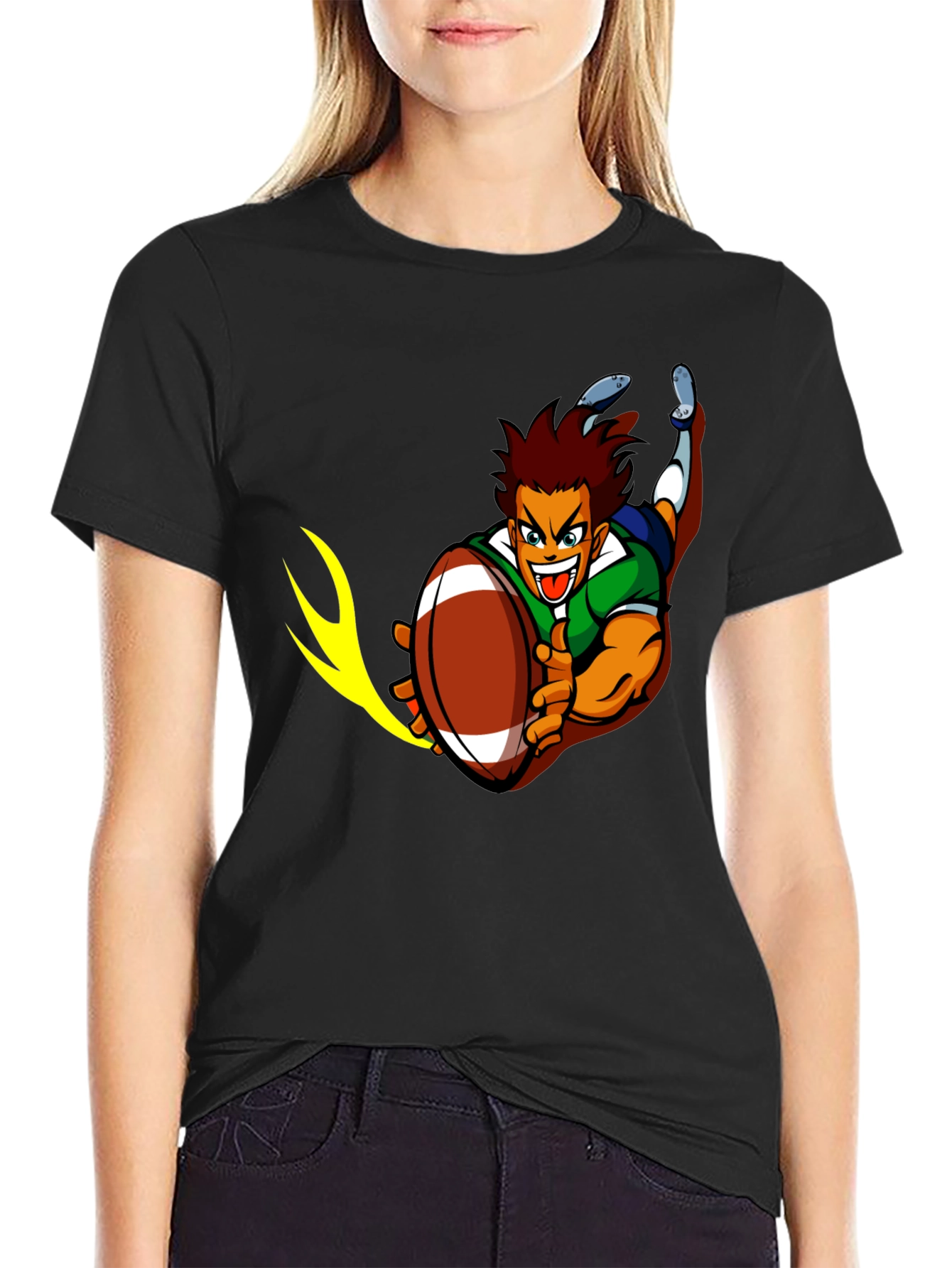 Rugby Cartoon Graphic T-Shirt