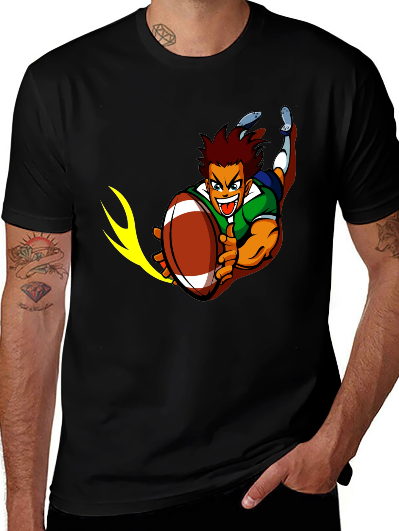 Rugby Cartoon Graphic T-Shirt