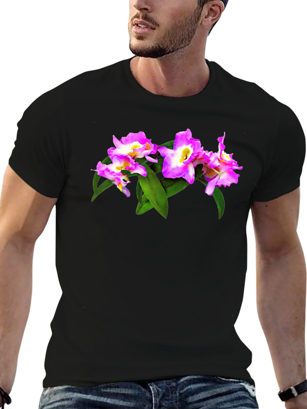 Floral Print Black T-Shirt