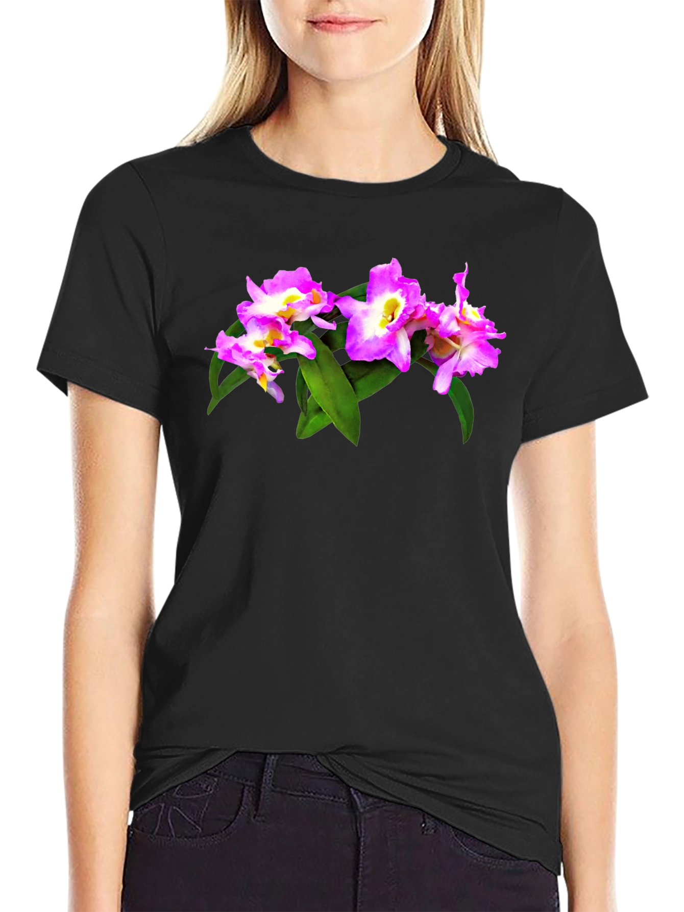 Floral Print Black T-Shirt