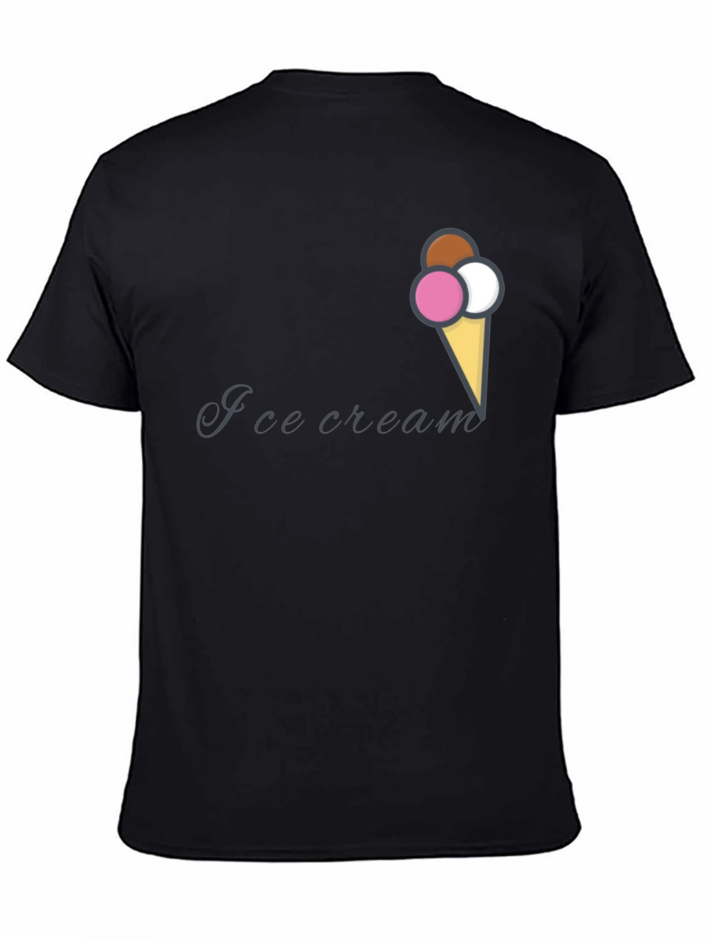 Ice Cream Cone Graphic Black T-Shirt
