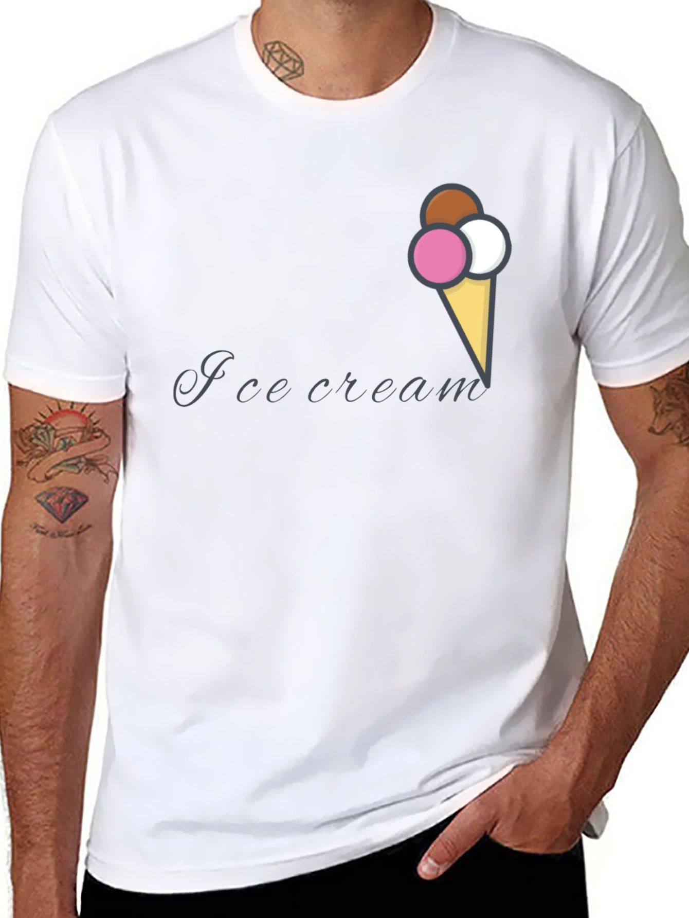 Ice Cream Cone Graphic Black T-Shirt