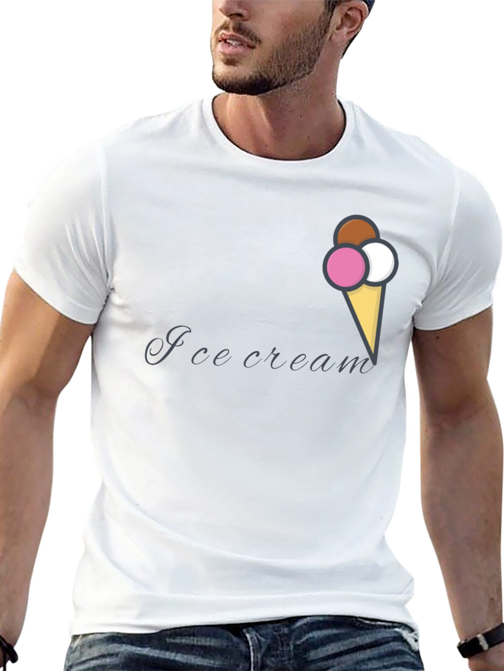 Ice Cream Cone Graphic Black T-Shirt