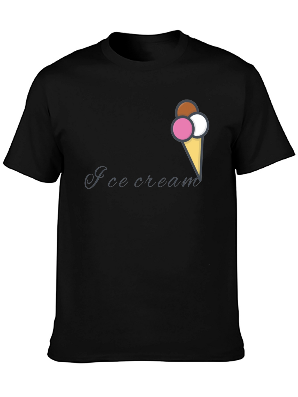Ice Cream Cone Graphic Black T-Shirt