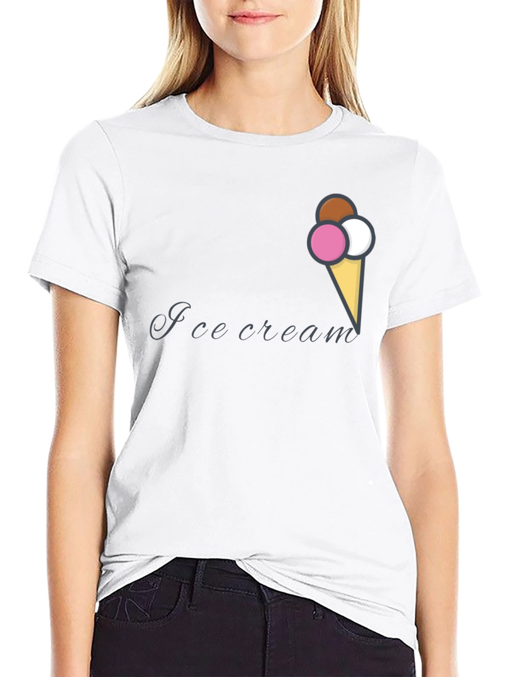 Ice Cream Cone Graphic Black T-Shirt