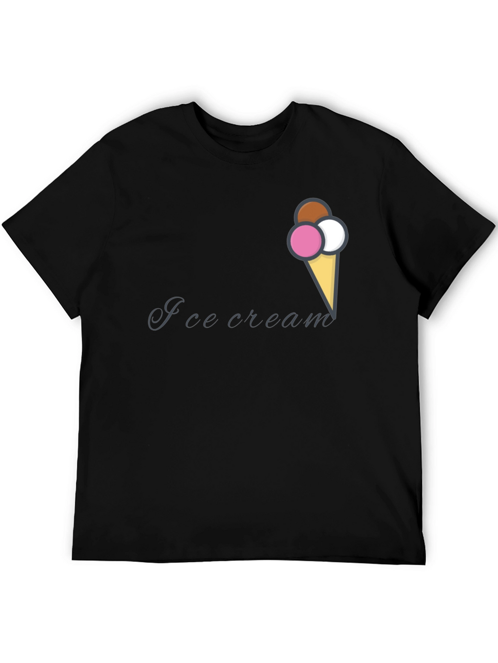 Ice Cream Cone Graphic Black T-Shirt