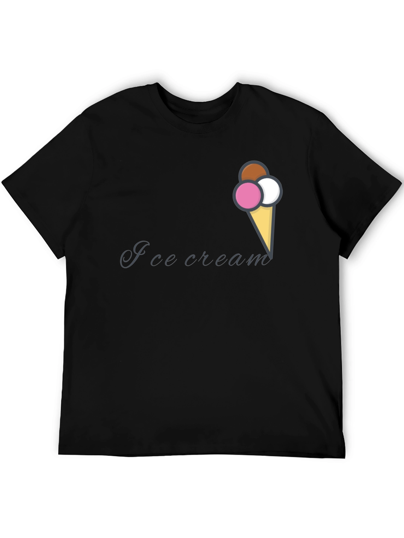 Ice Cream Cone Graphic Black T-Shirt