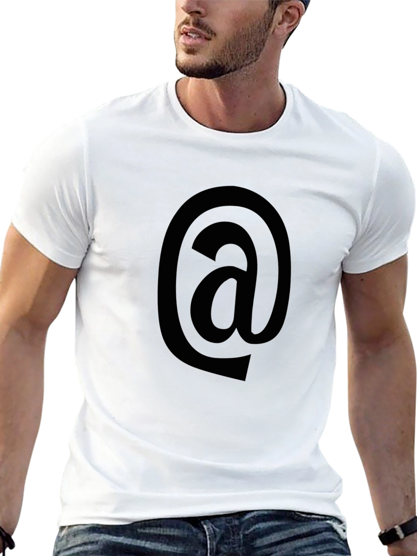 Black T-Shirt with Black At Symbol Graphic