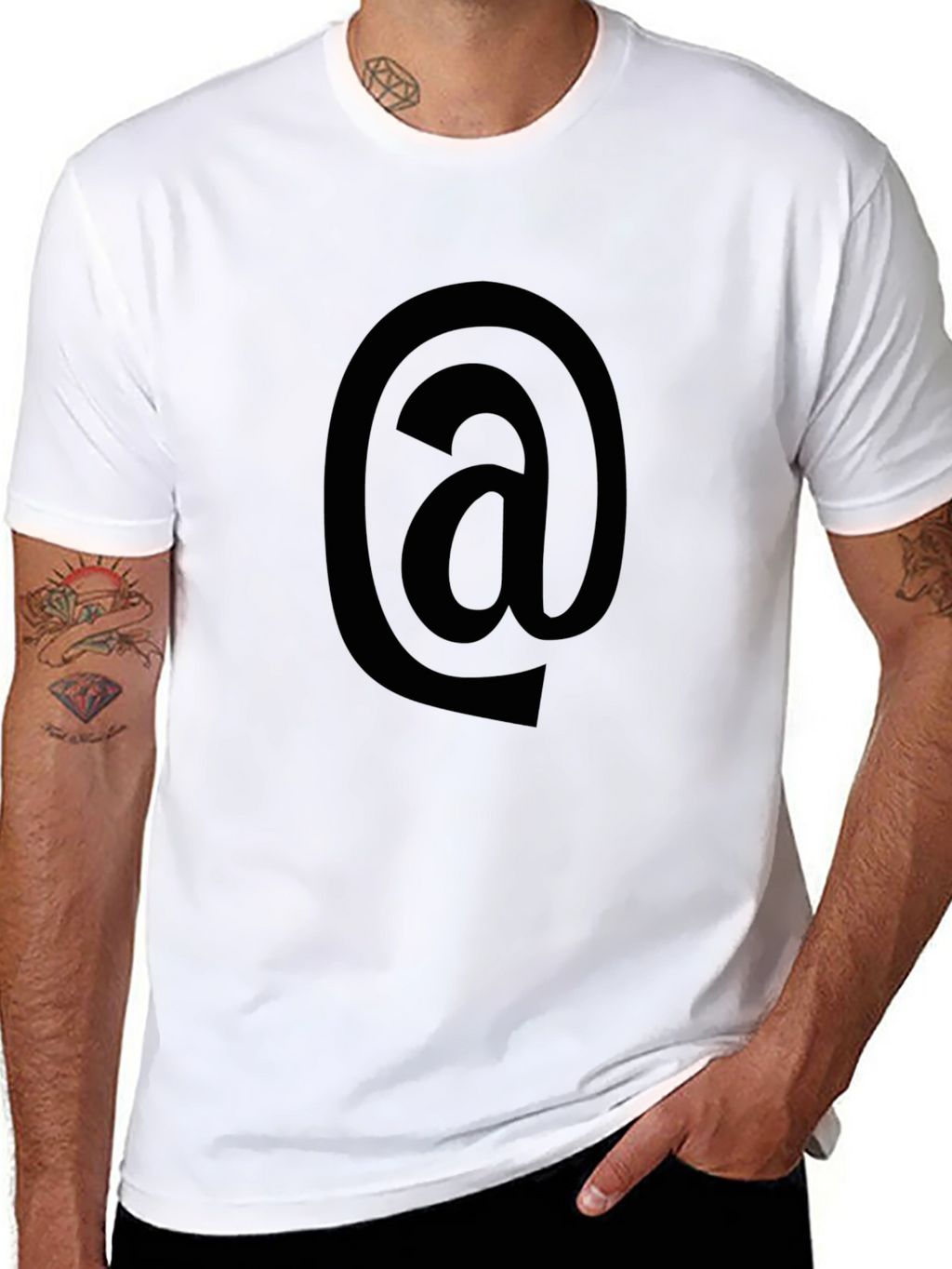 Black T-Shirt with Black At Symbol Graphic