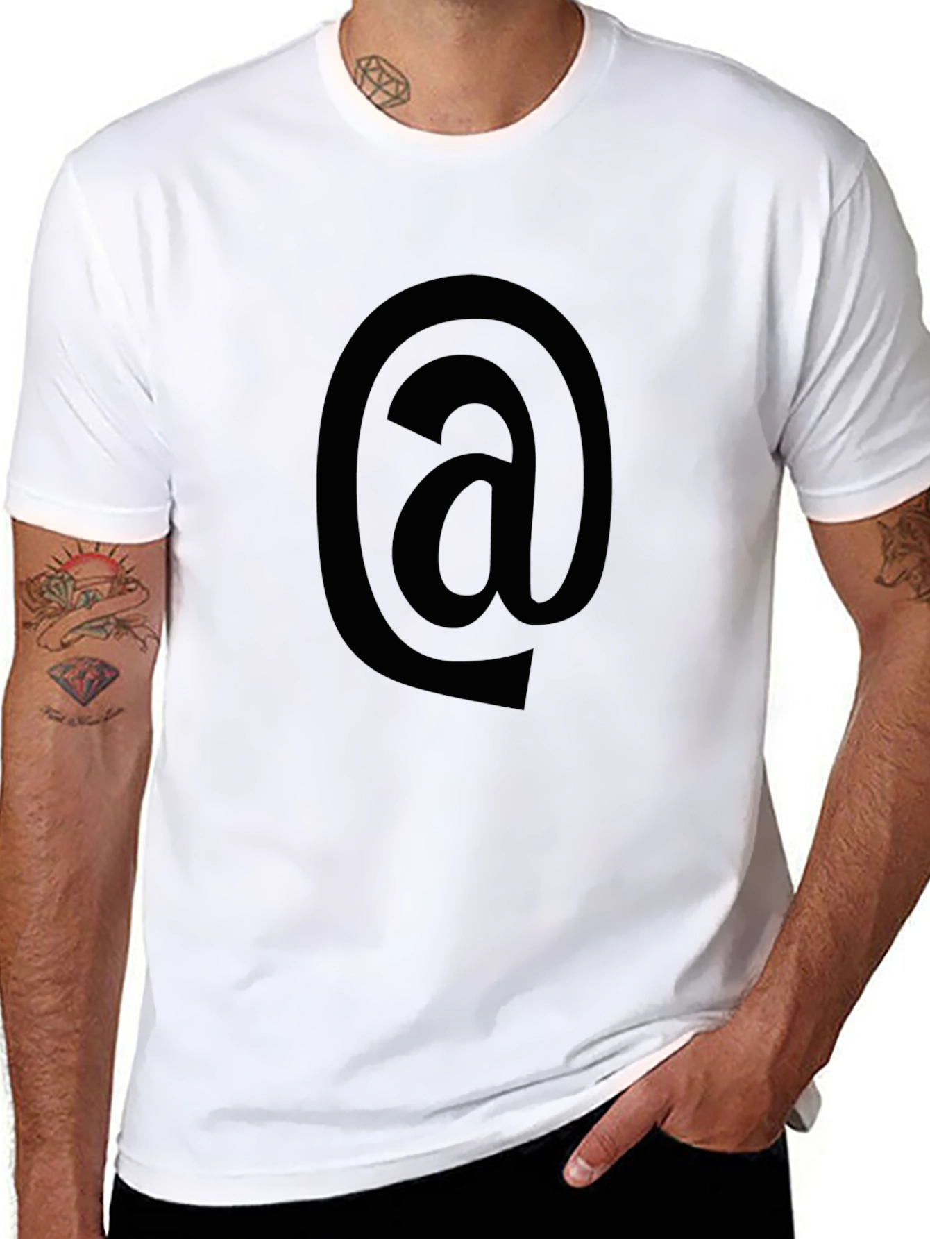 Black T-Shirt with Black At Symbol Graphic