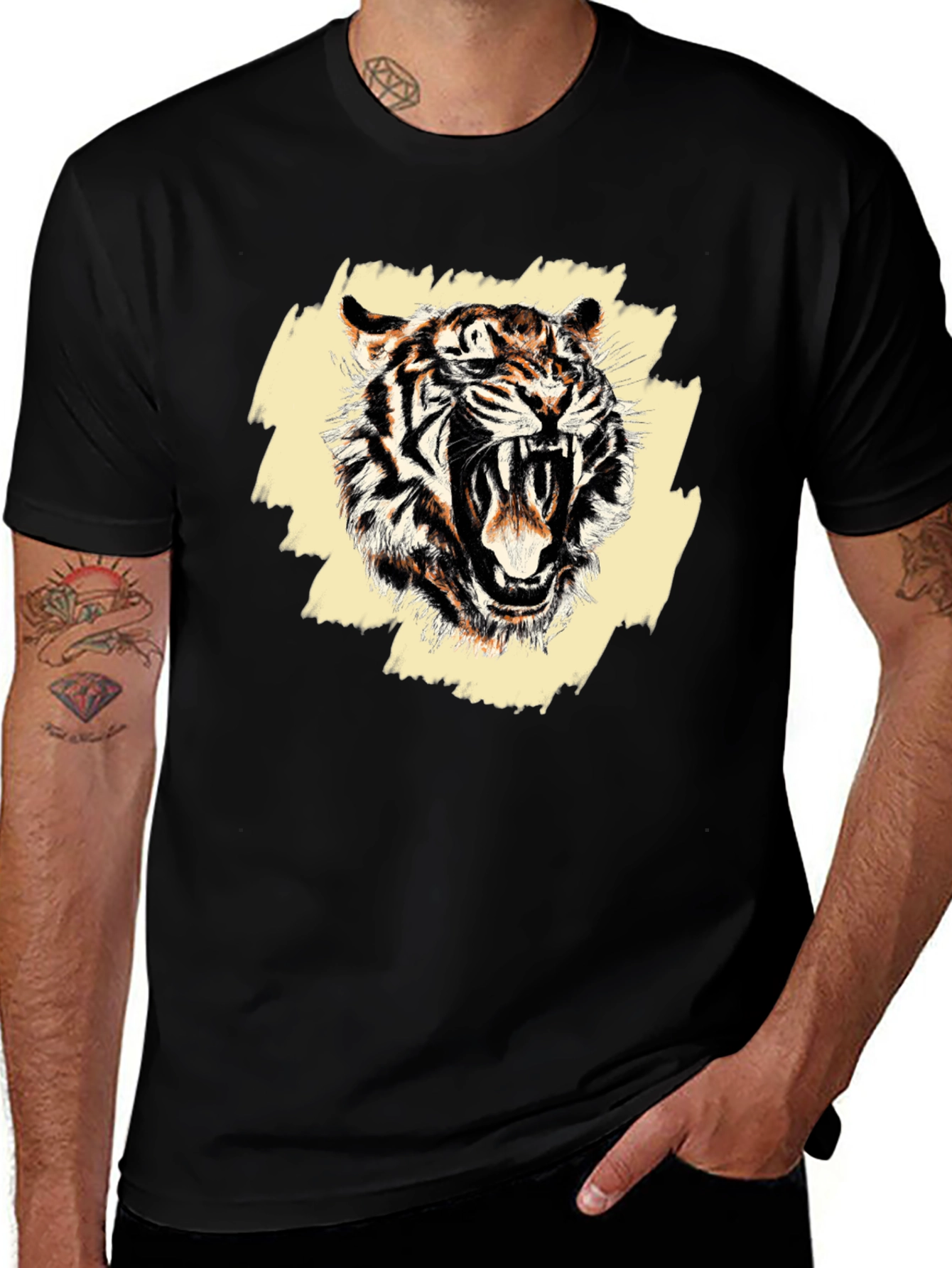Roaring Tiger Graphic Tee - Mens Black T-Shirt
