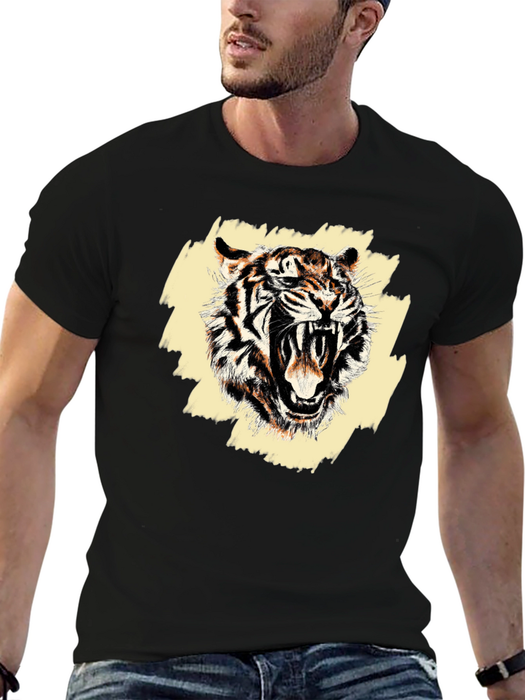 Roaring Tiger Graphic Tee - Mens Black T-Shirt