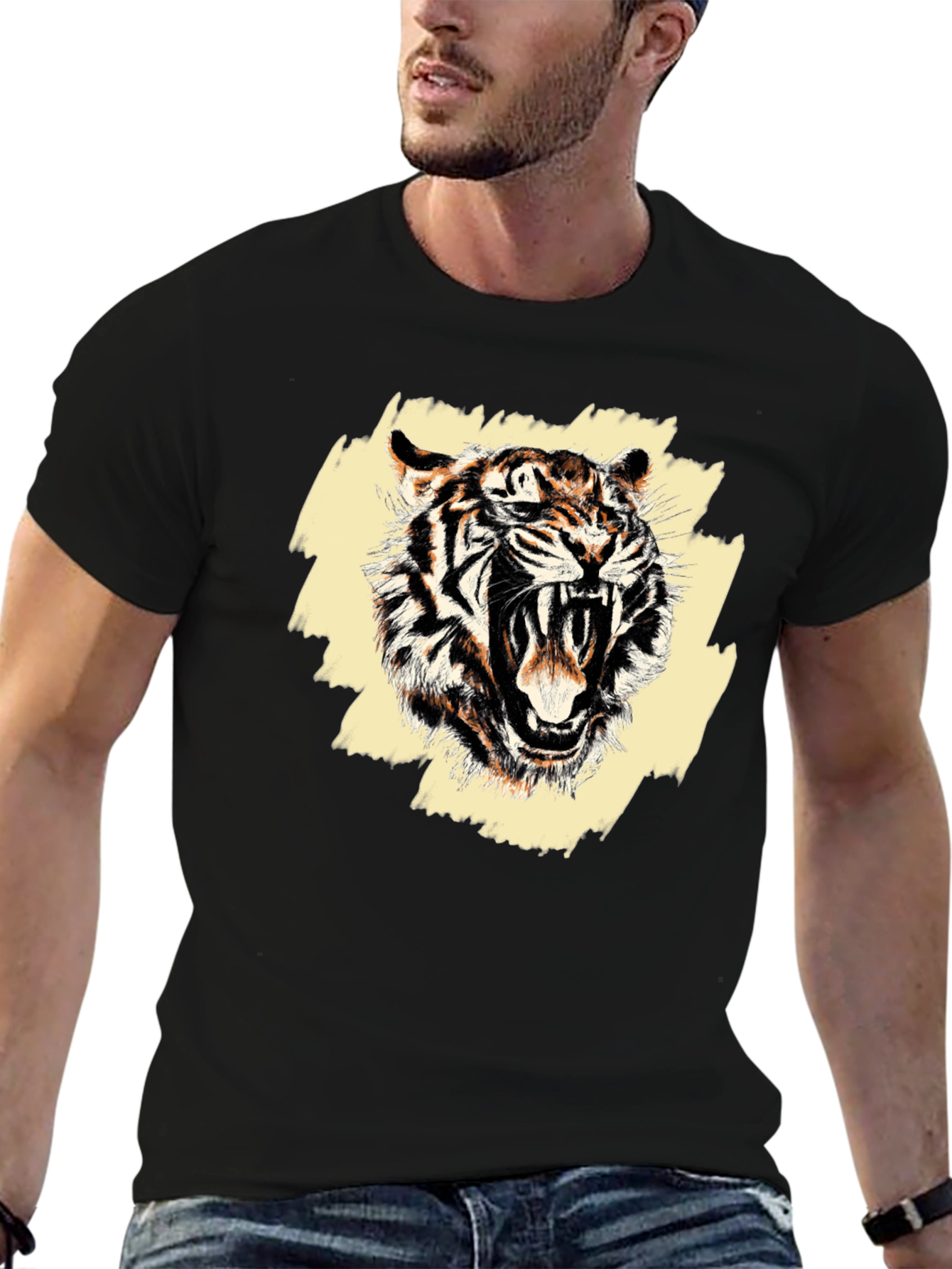 Roaring Tiger Graphic Tee - Mens Black T-Shirt