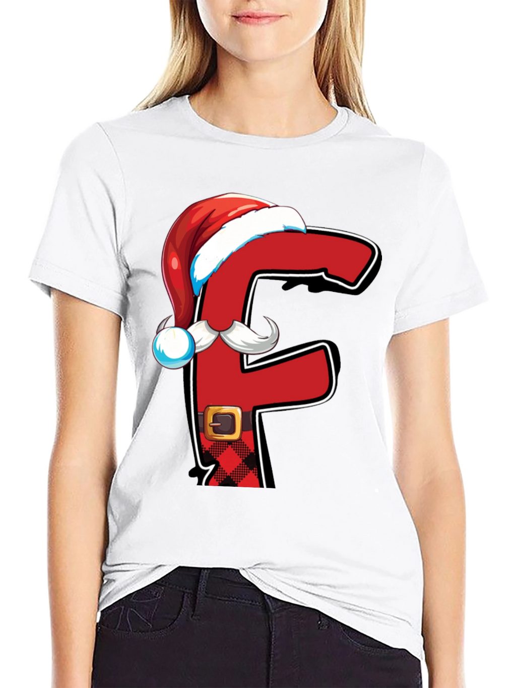 Festive Alphabet Letter F Santa T-Shirt