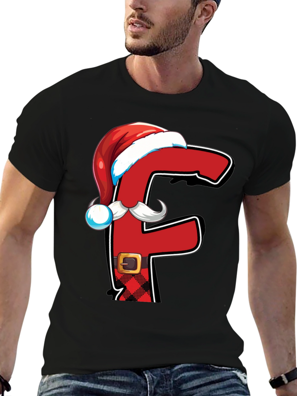 Festive Alphabet Letter F Santa T-Shirt