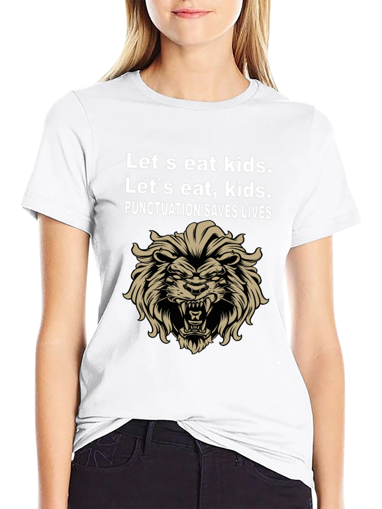 Punctuation Saves Lives Graphic Tee - Lion