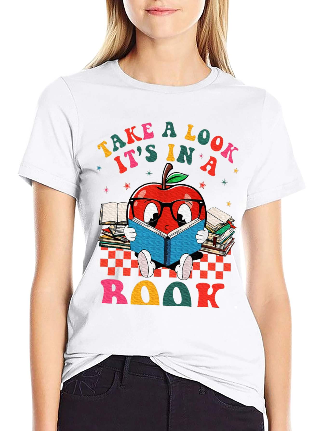 Bookworm Apple T-Shirt - Take a Look Its in a Book!