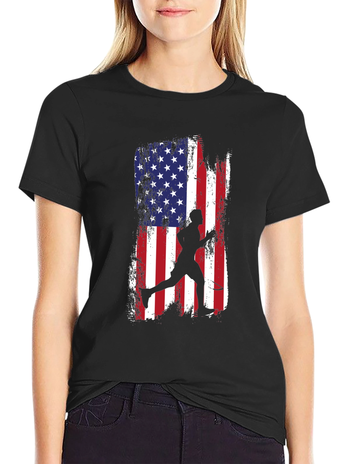 USA Flag Tennis Player T-Shirt