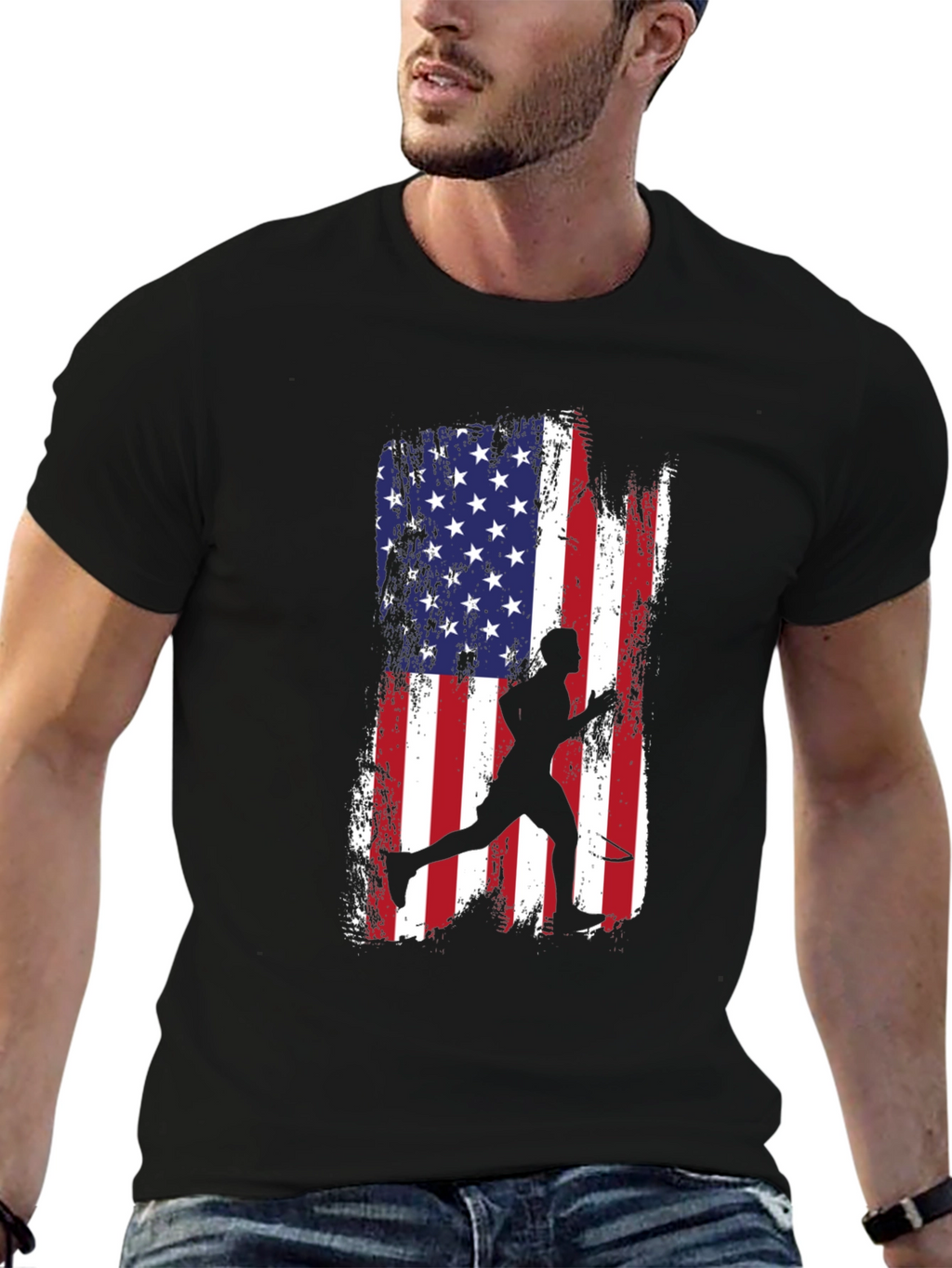 USA Flag Tennis Player T-Shirt
