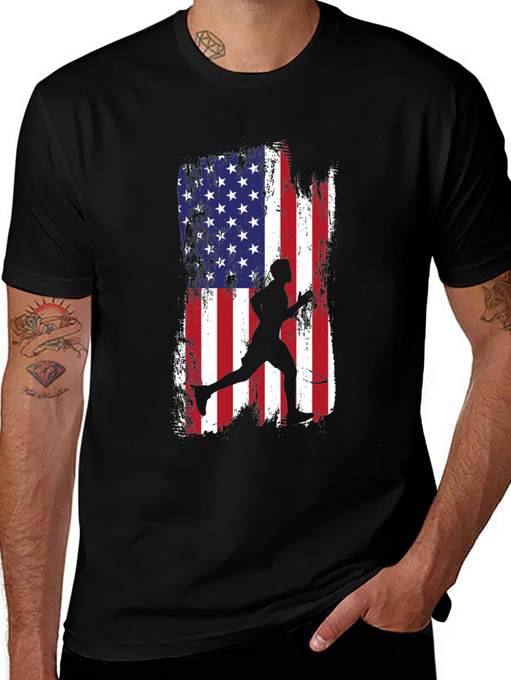 USA Flag Tennis Player T-Shirt
