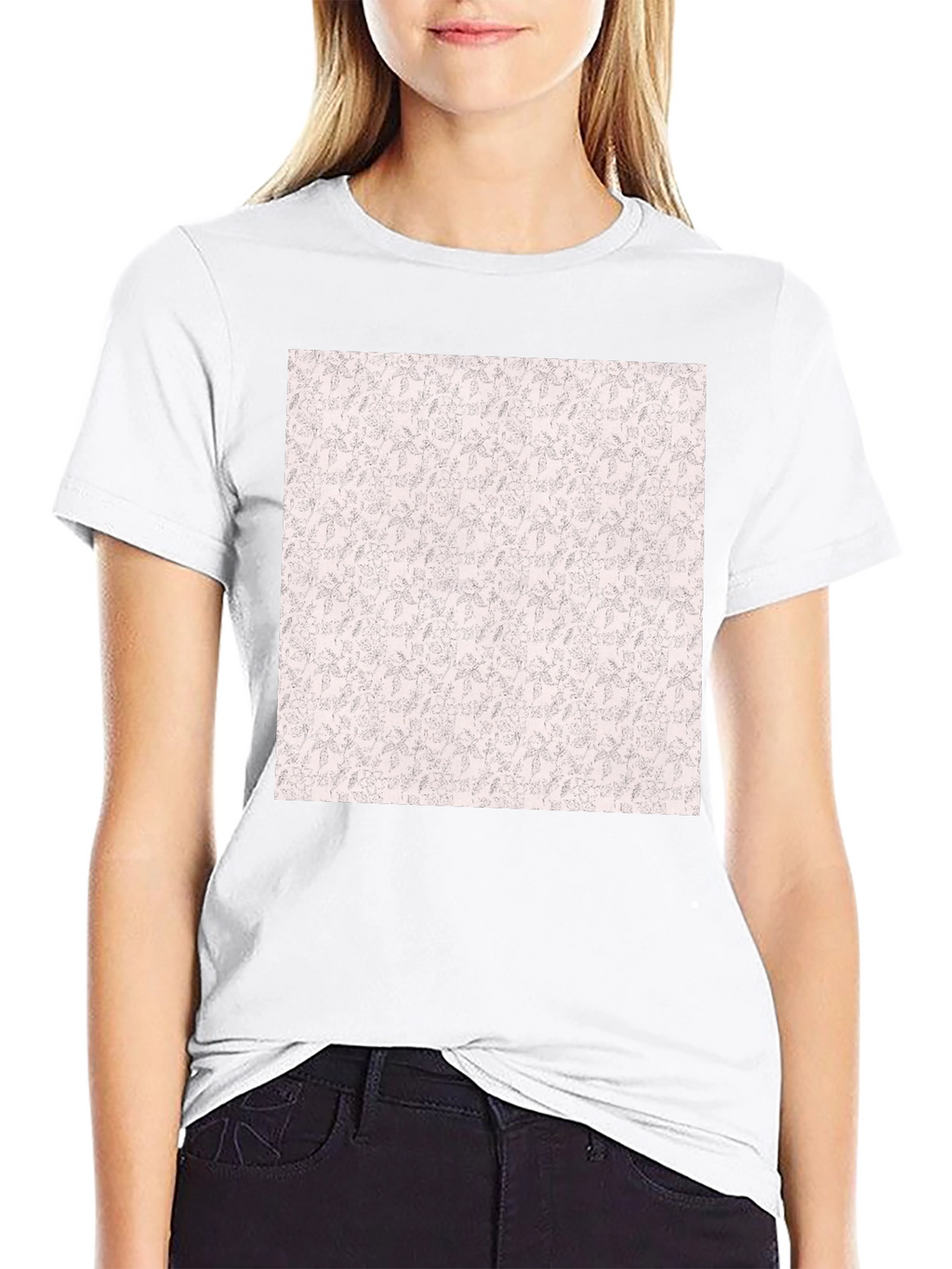Black Tee with Floral Pattern Print