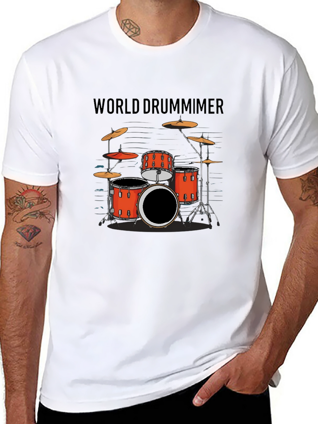 World Drummer Graphic Tee - Black Crewneck