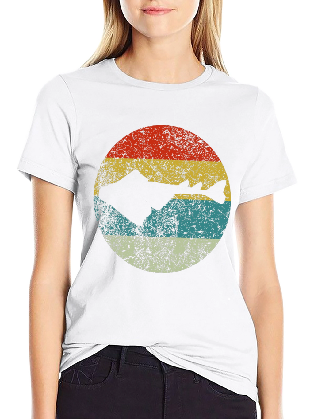Retro Fish Silhouette Graphic Tee - Black