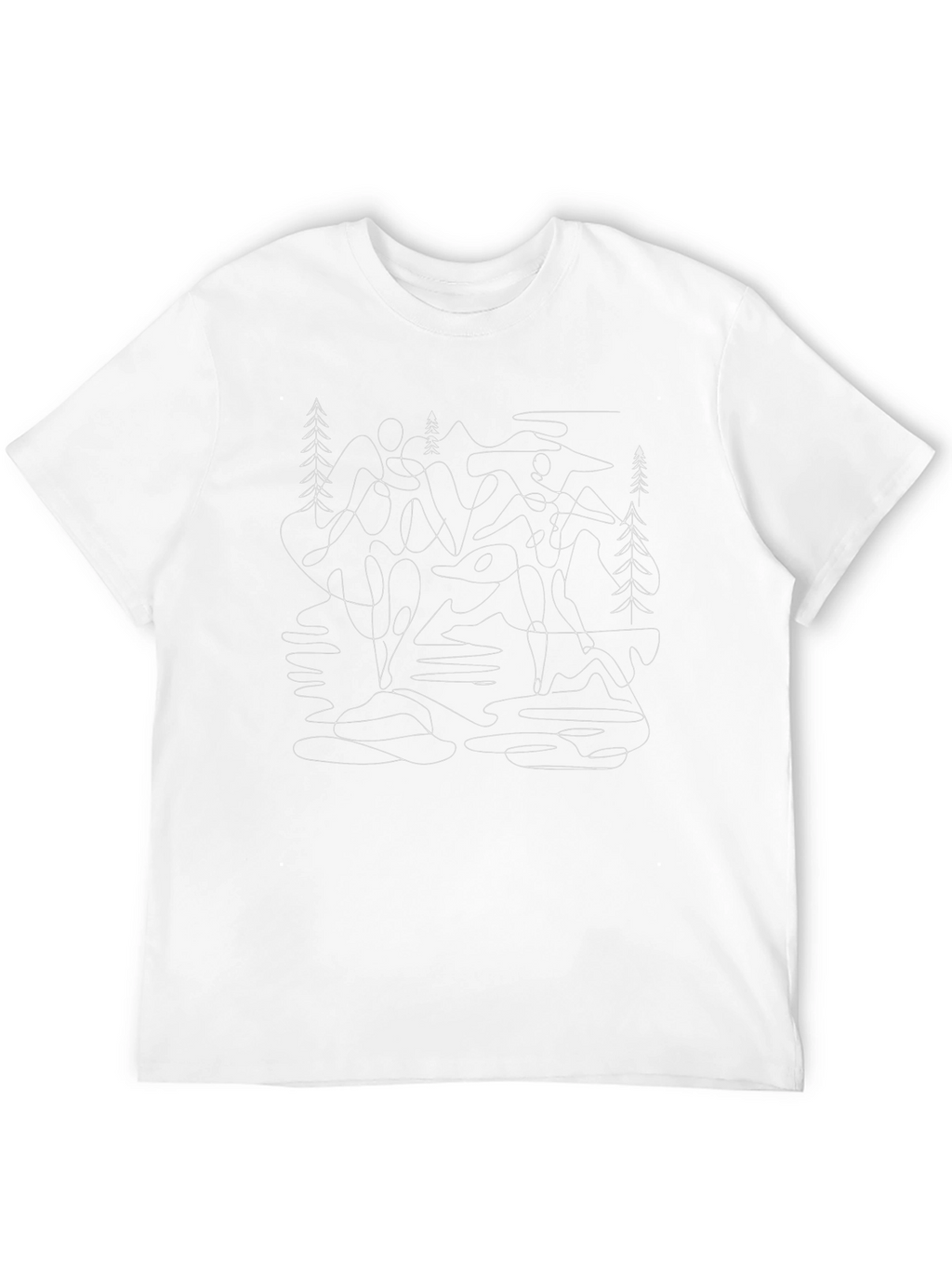 Abstract Line Art Tee - Nature Graphic Black T-Shirt