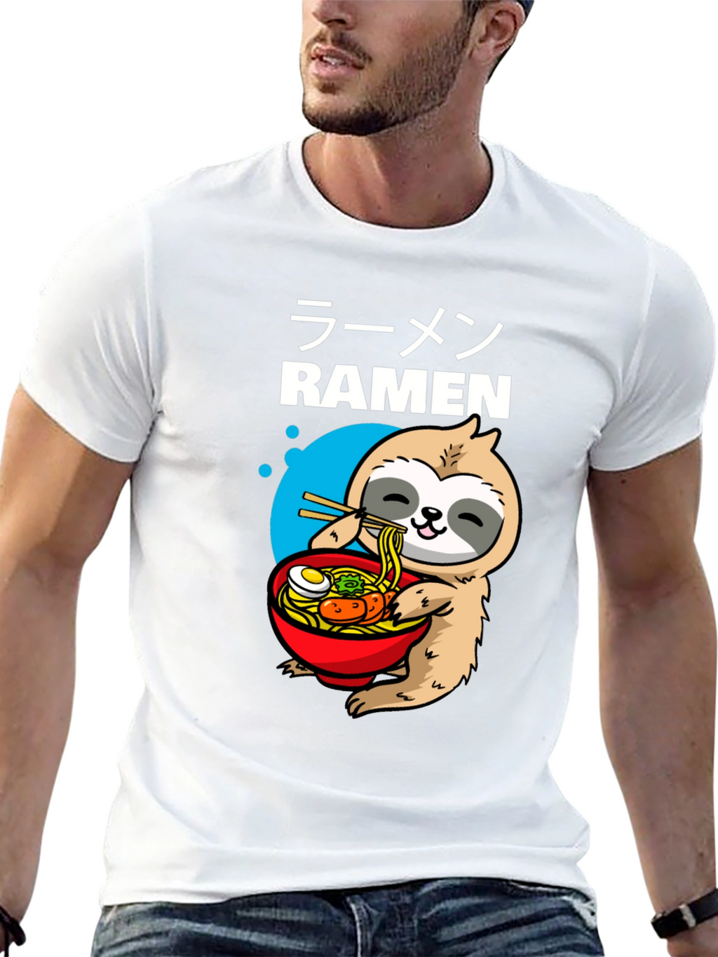 Ramen Sloth Graphic T-Shirt - Unisex Black Tee