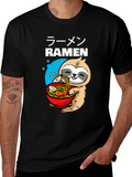Ramen Sloth Graphic T-Shirt - Unisex Black Tee