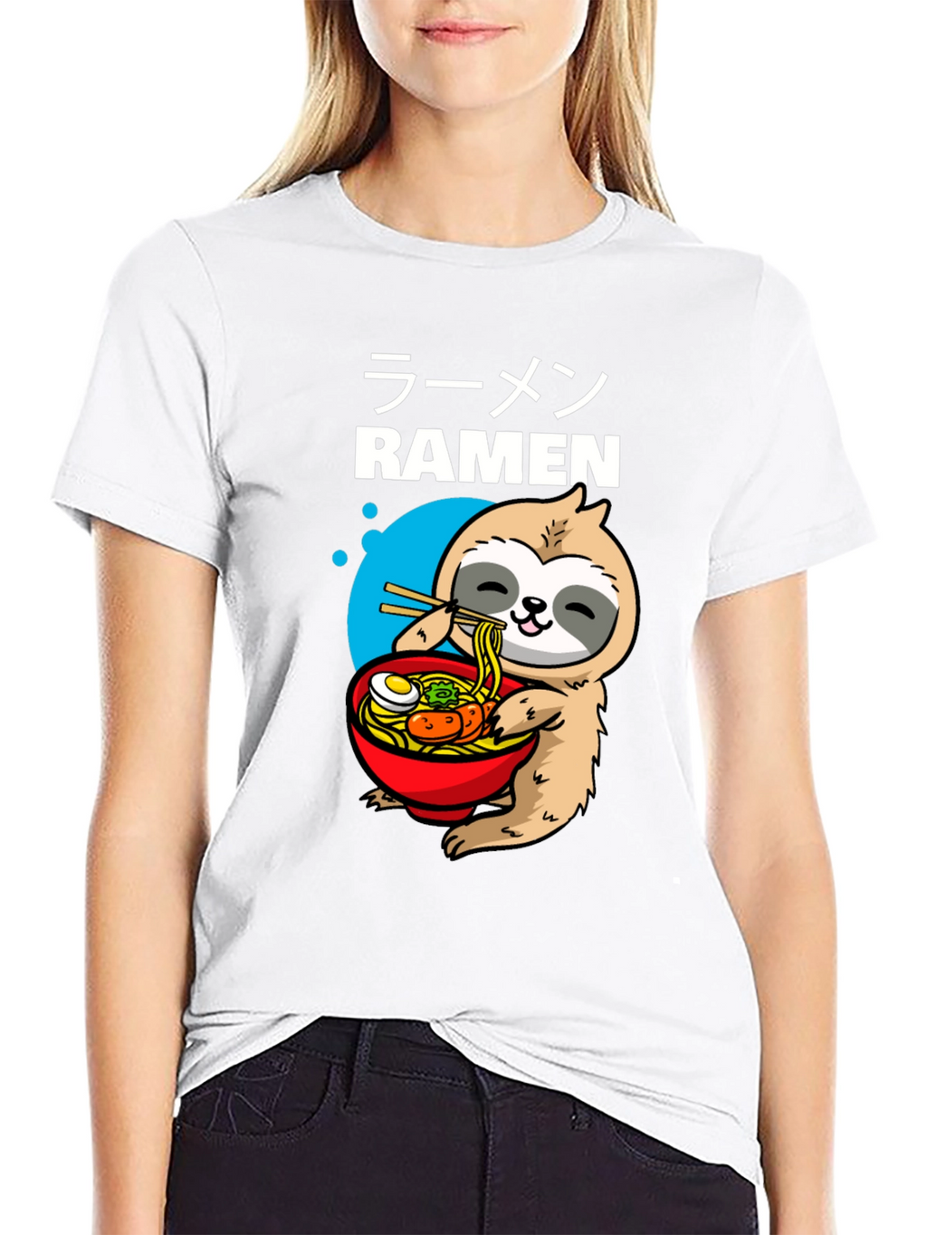 Ramen Sloth Graphic T-Shirt - Unisex Black Tee