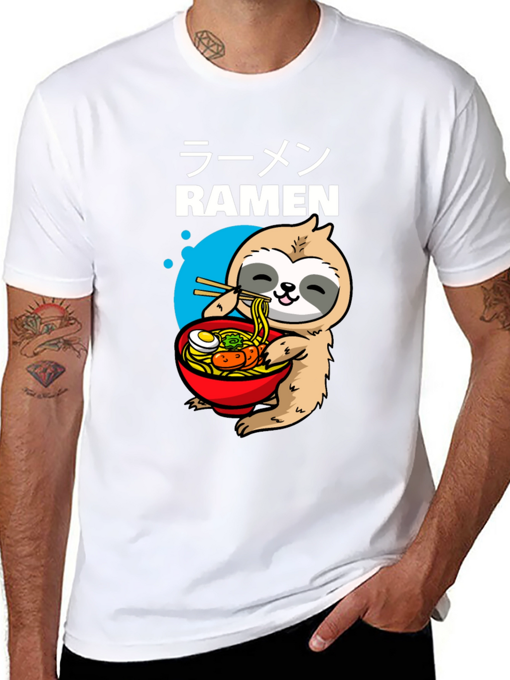 Ramen Sloth Graphic T-Shirt - Unisex Black Tee