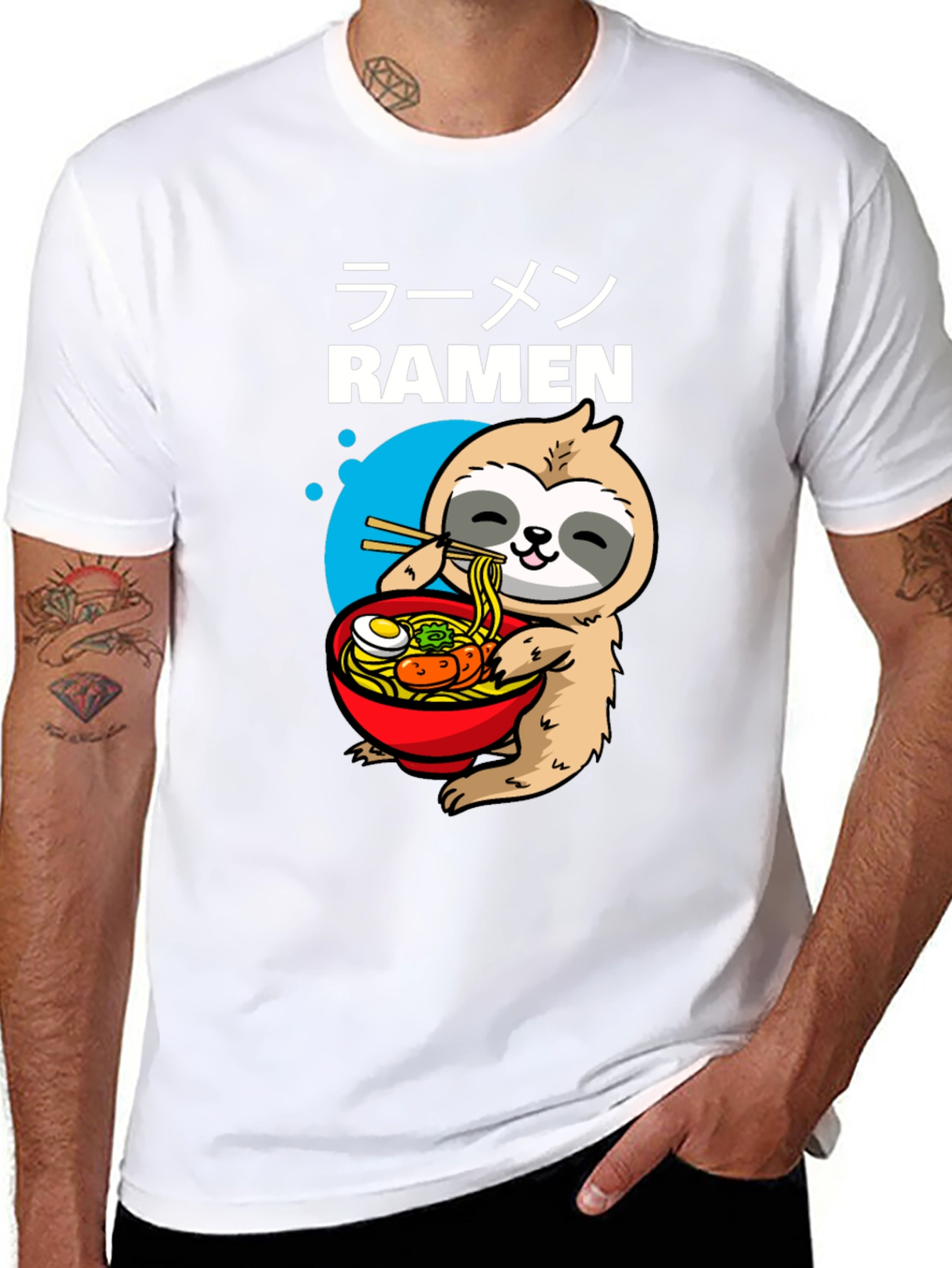 Ramen Sloth Graphic T-Shirt - Unisex Black Tee