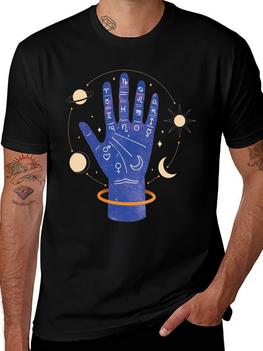 Palmistry Graphic Tee - Zodiac Sign Design