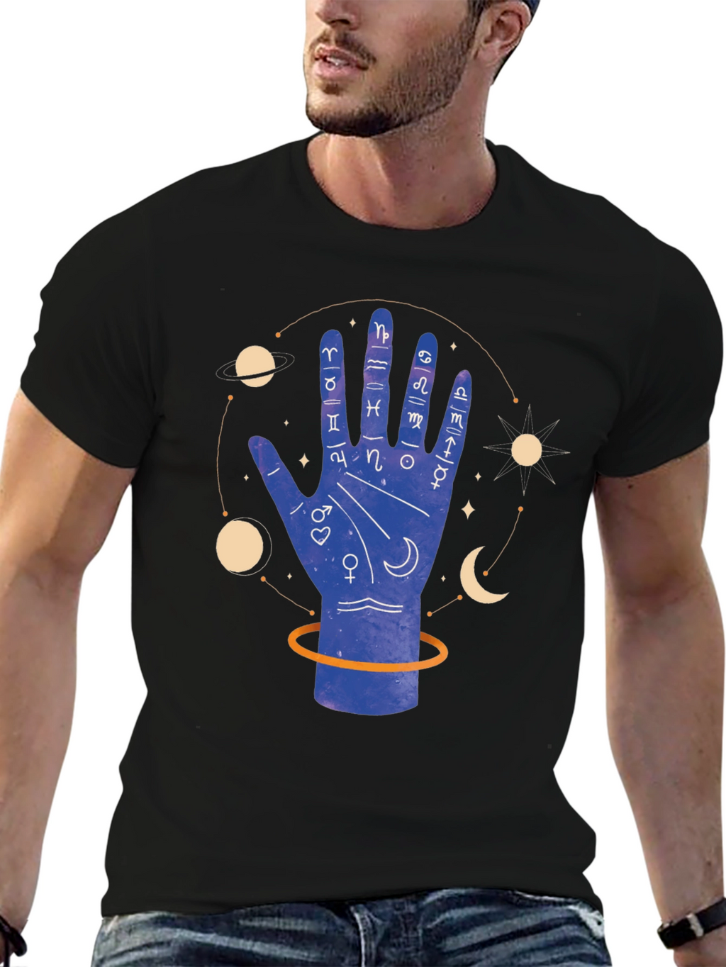 Palmistry Graphic Tee - Zodiac Sign Design
