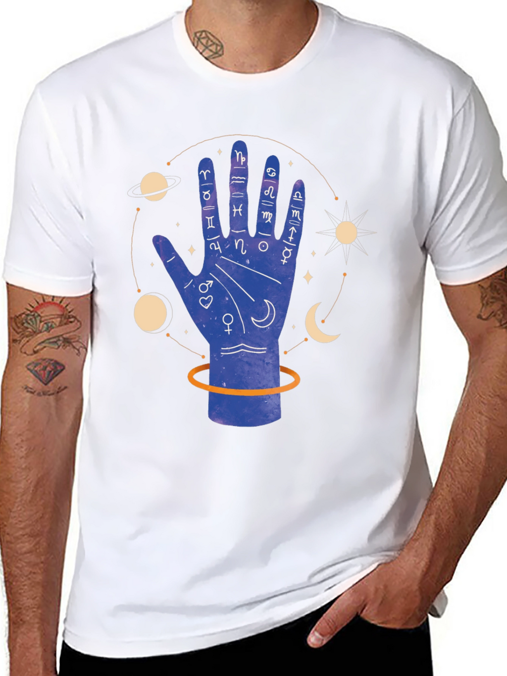 Palmistry Graphic Tee - Zodiac Sign Design