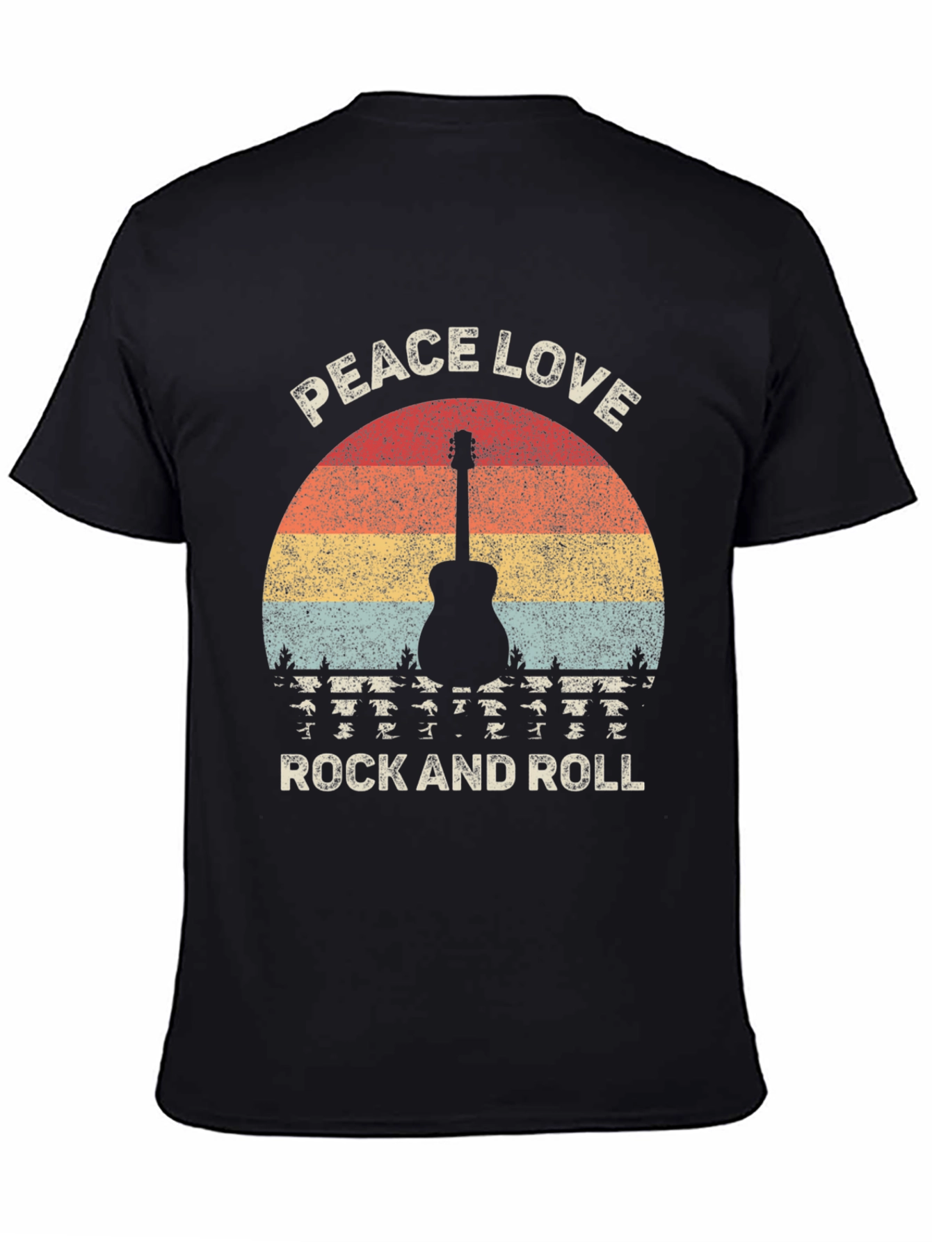 Peace Love Rock and Roll Graphic Tee - Retro Guitar T-Shirt