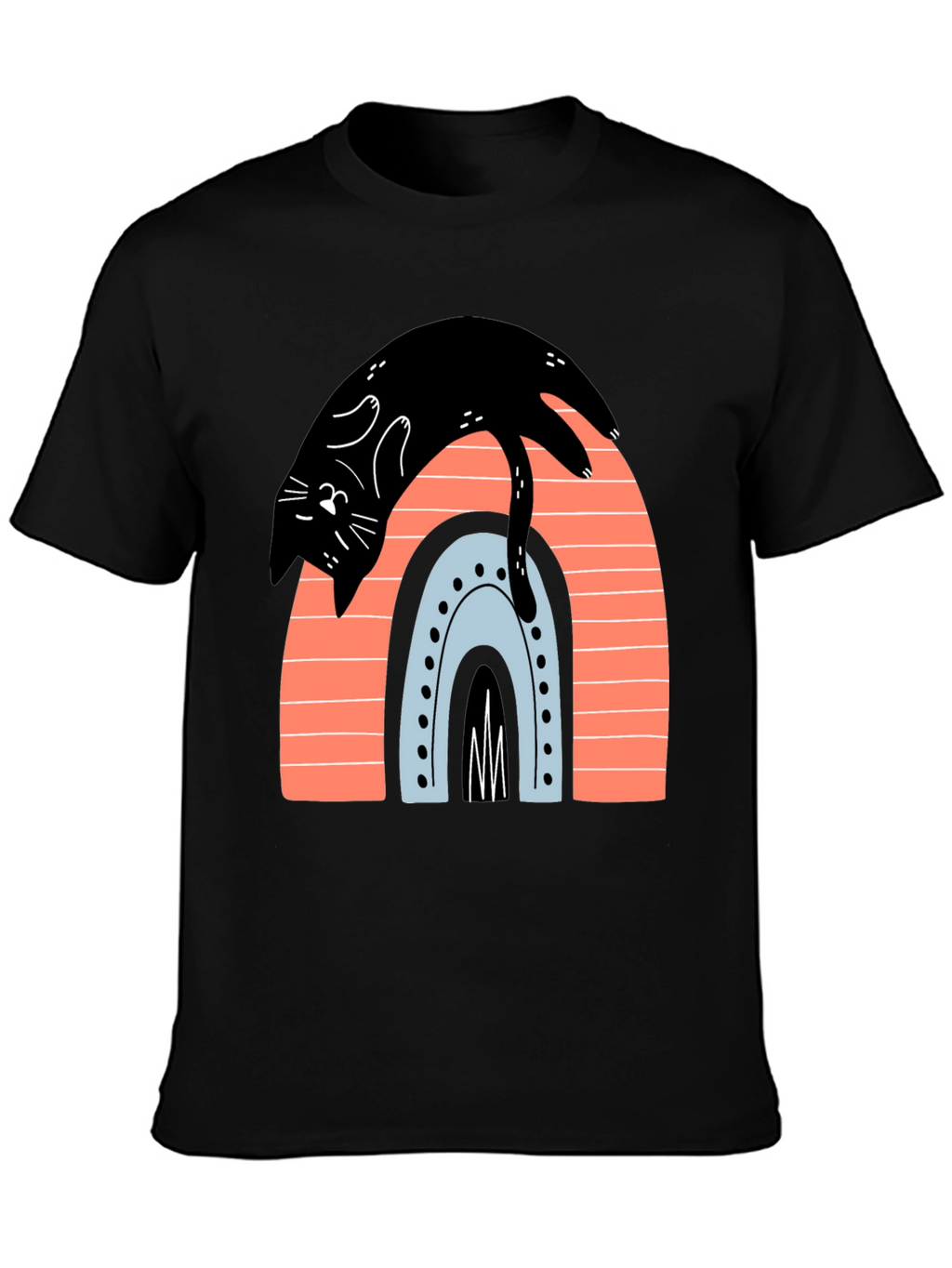 Black Cat Rainbow Graphic T-Shirt