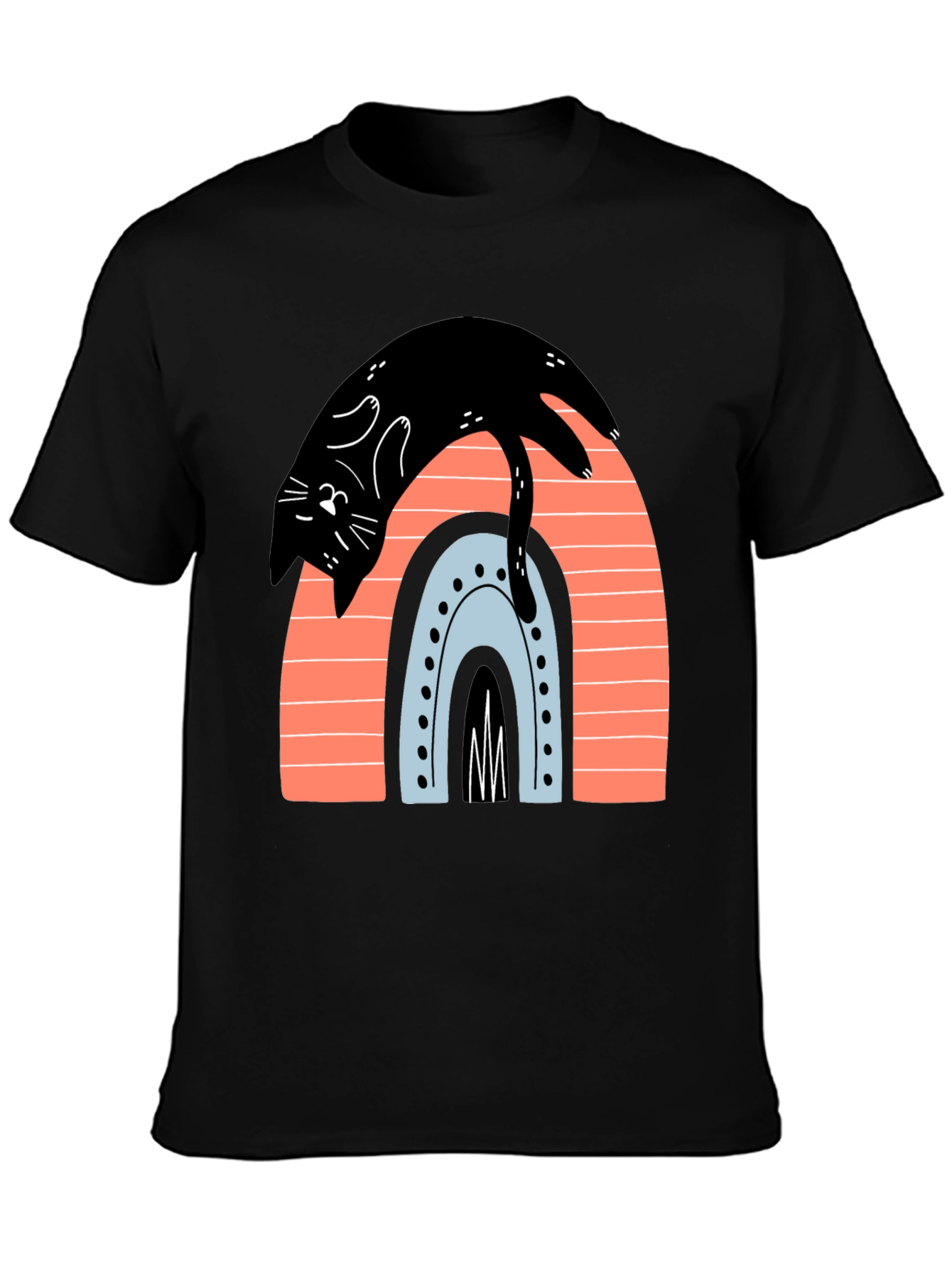 Black Cat Rainbow Graphic T-Shirt