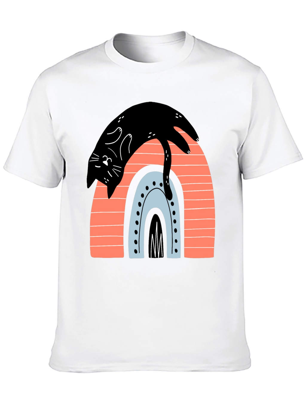 Black Cat Rainbow Graphic T-Shirt