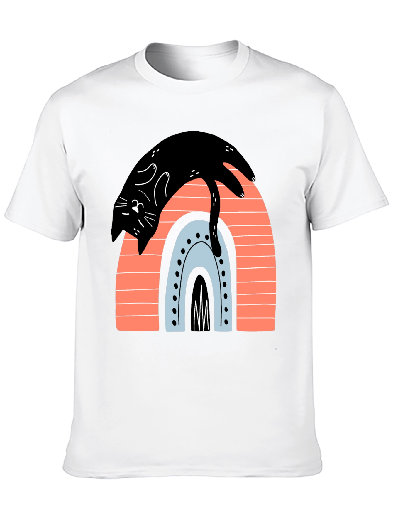 Black Cat Rainbow Graphic T-Shirt