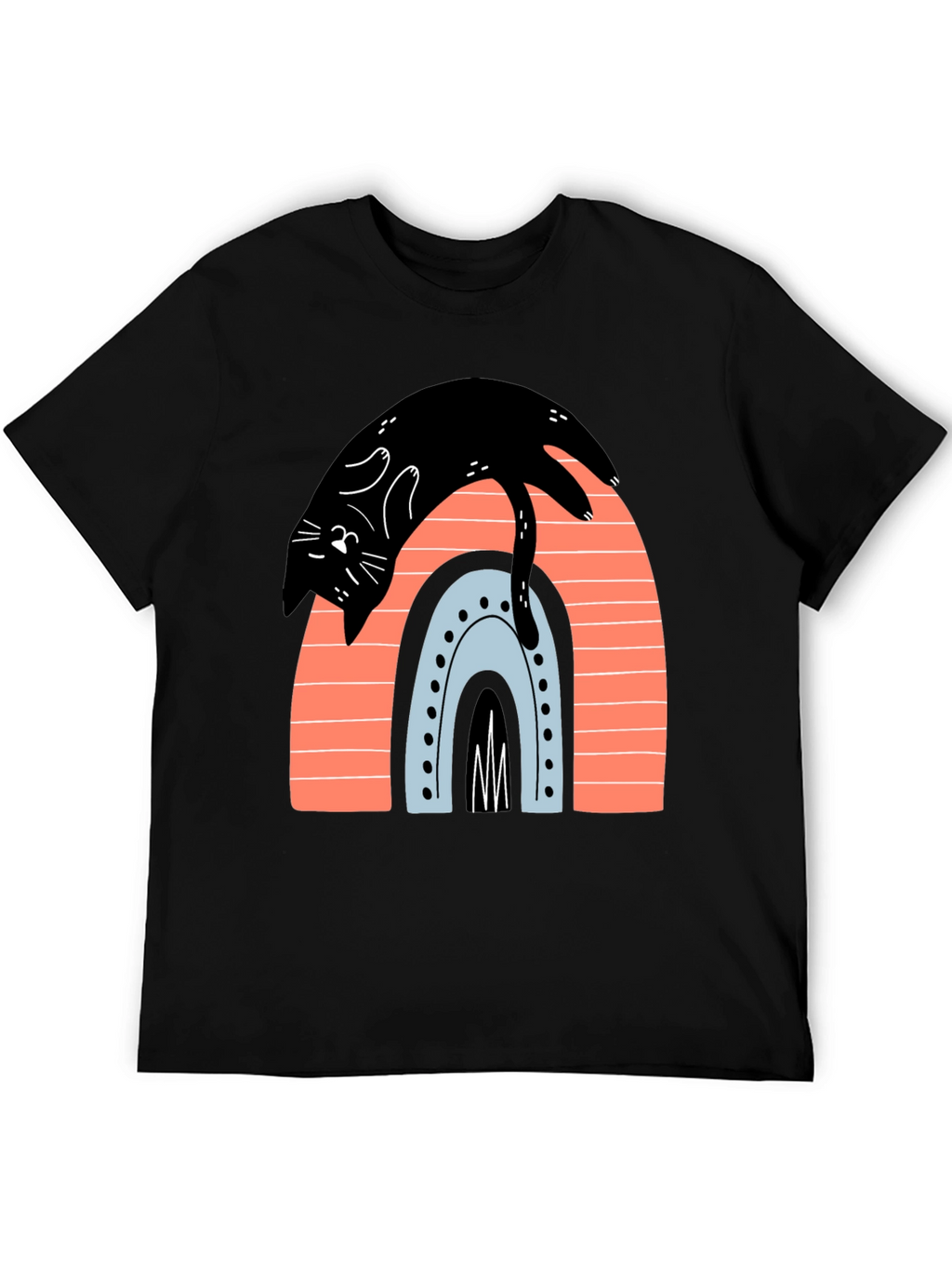 Black Cat Rainbow Graphic T-Shirt