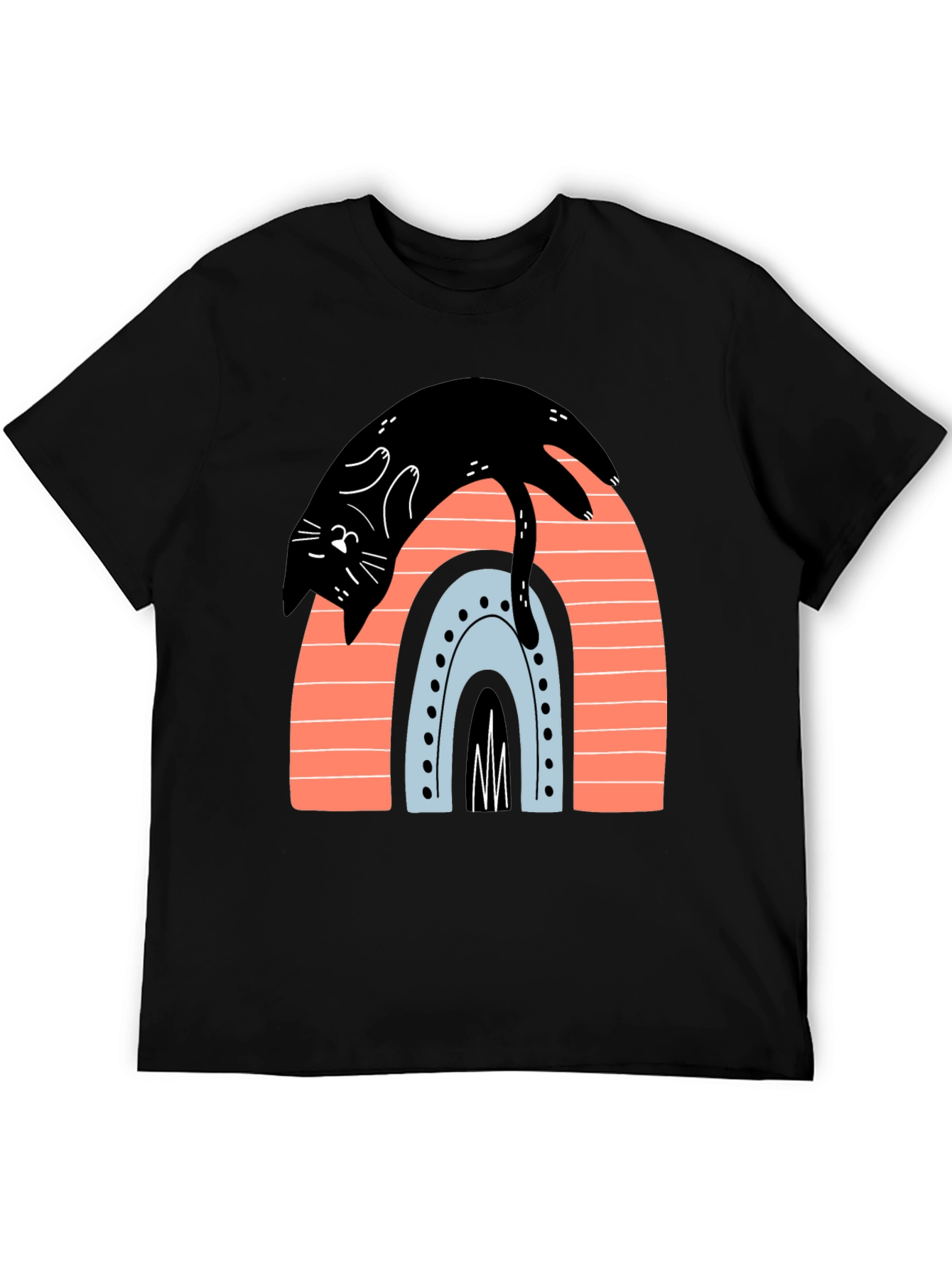 Black Cat Rainbow Graphic T-Shirt