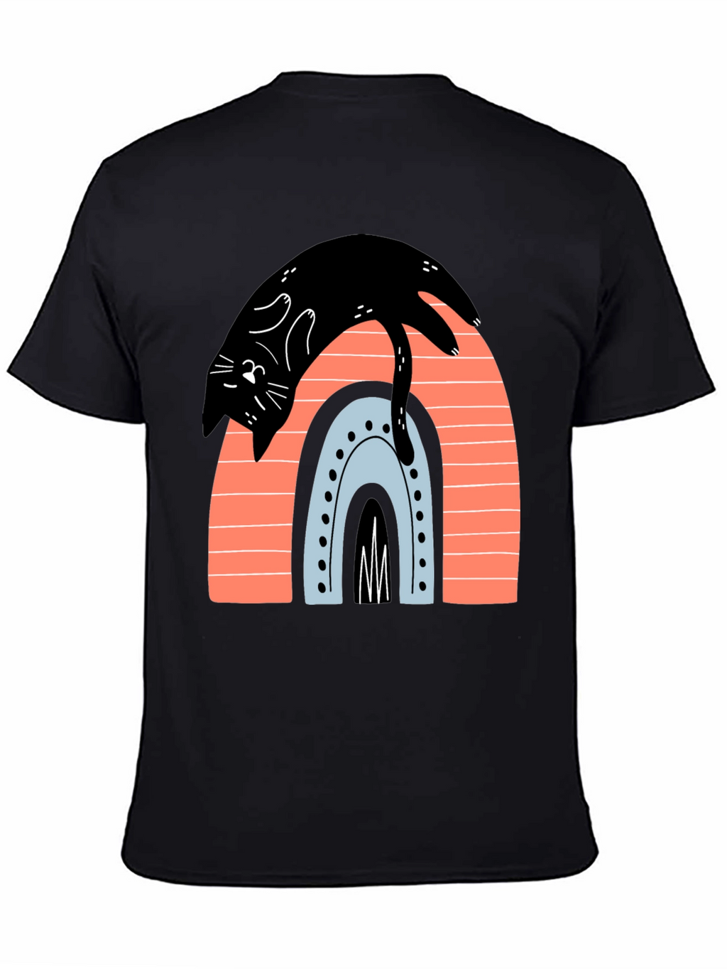 Black Cat Rainbow Graphic T-Shirt