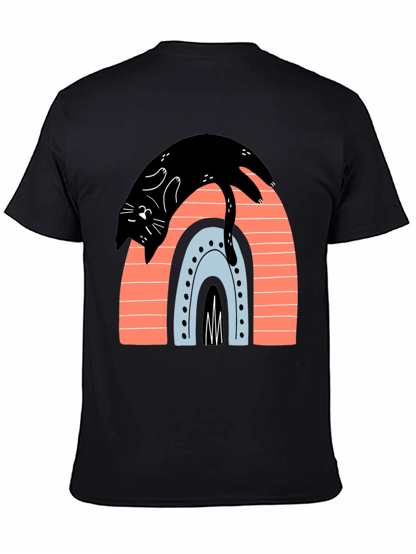 Black Cat Rainbow Graphic T-Shirt