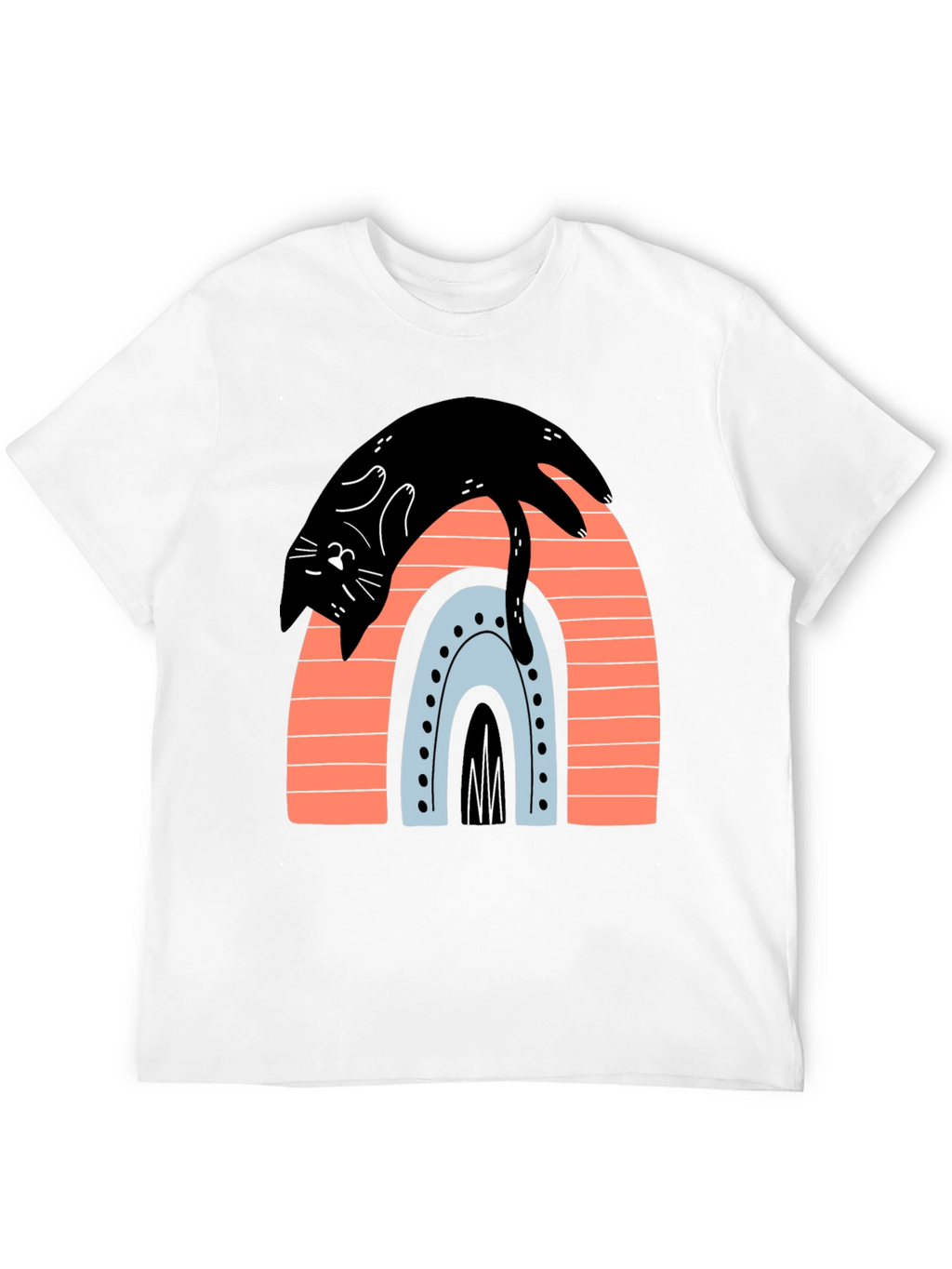 Black Cat Rainbow Graphic T-Shirt