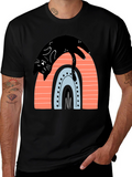 Black Cat Rainbow Graphic T-Shirt