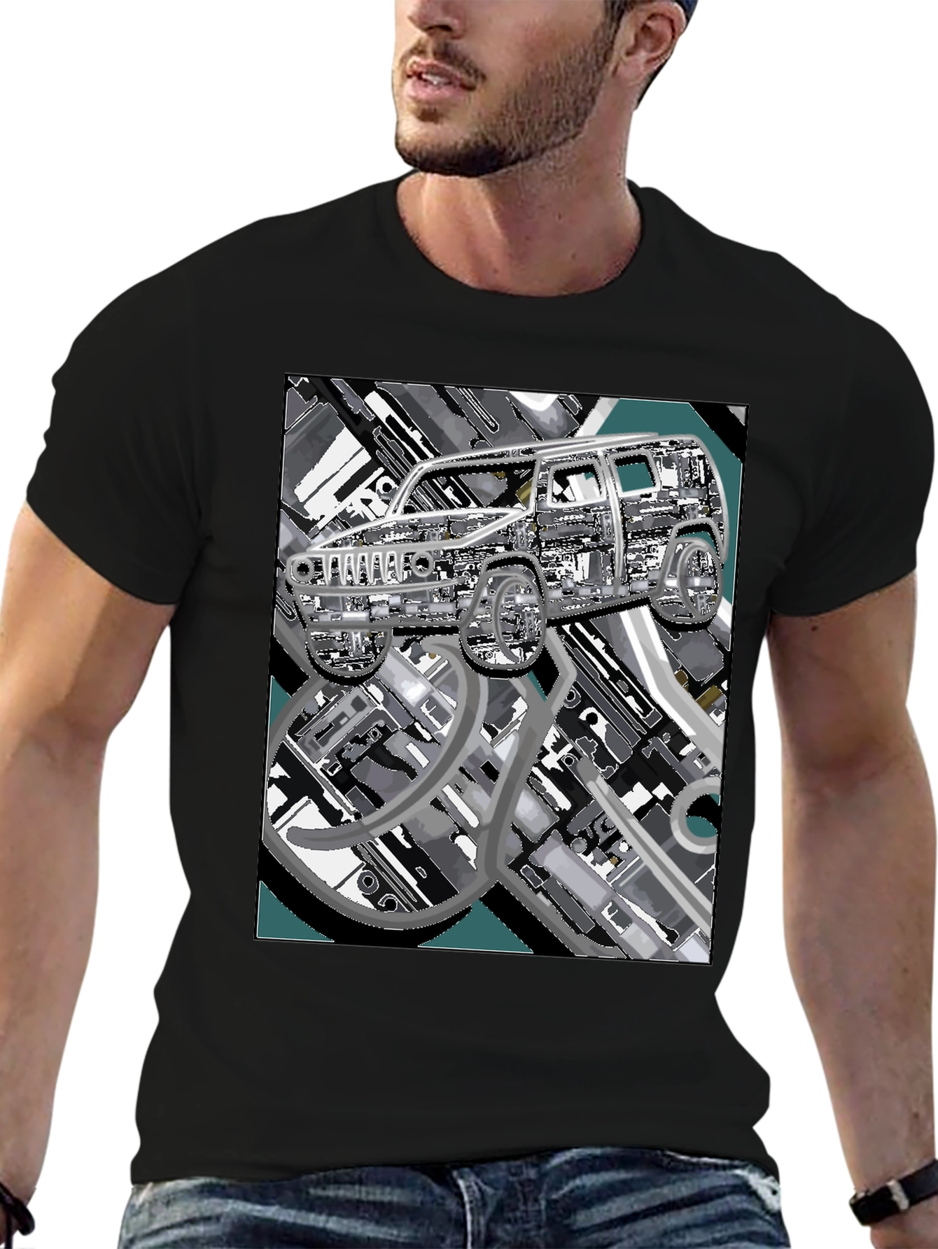 Urban Carscape Tee - Modern Graphic Print
